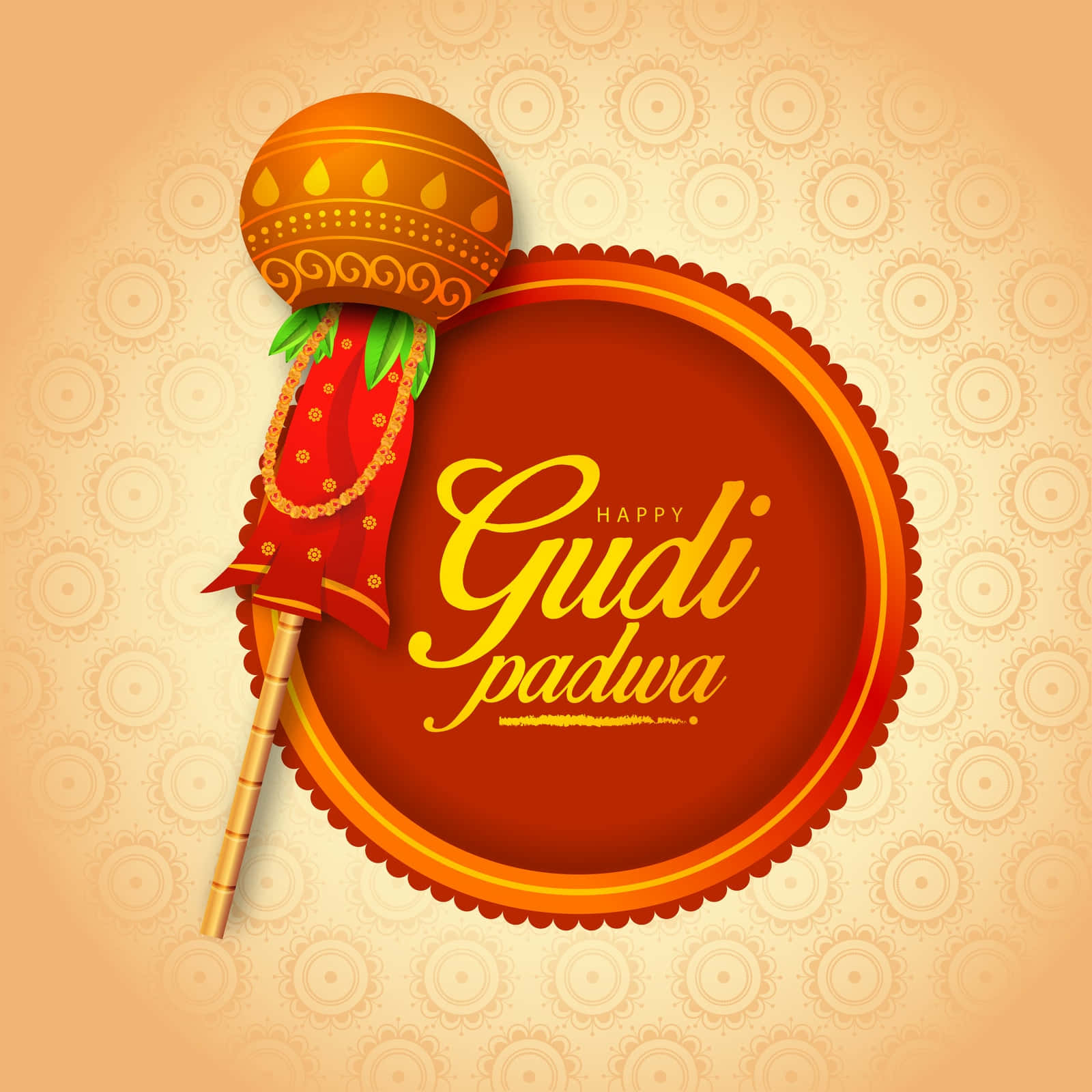 Happy Guddu Padva With A Colorful Background