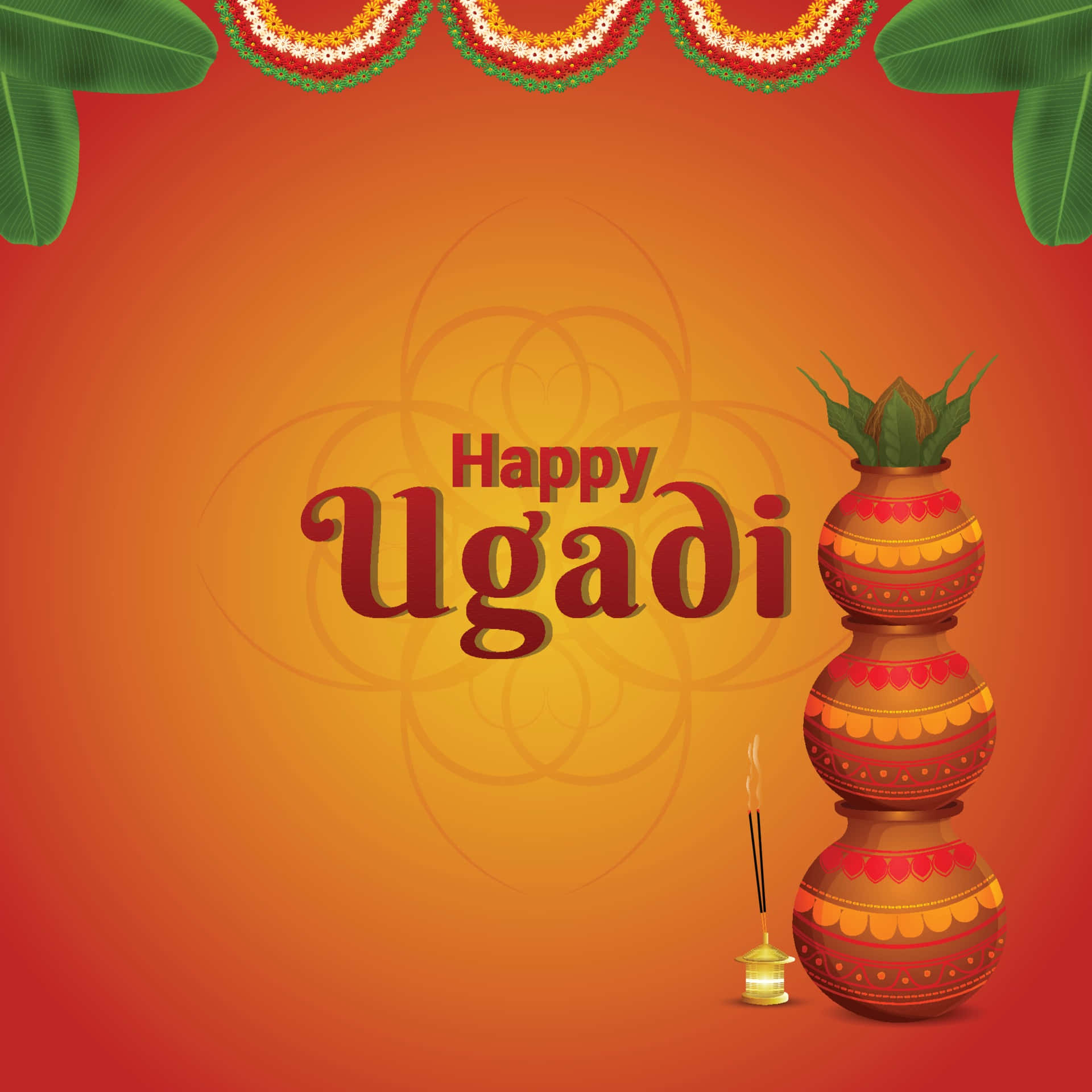 Happy Ugadi With A Colorful Background