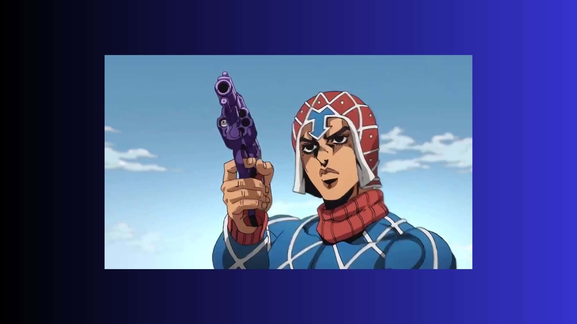 Guido Mista showcasing his iconic revolver in a vivid JoJo's Bizarre Adventure Wallpaper Wallpaper