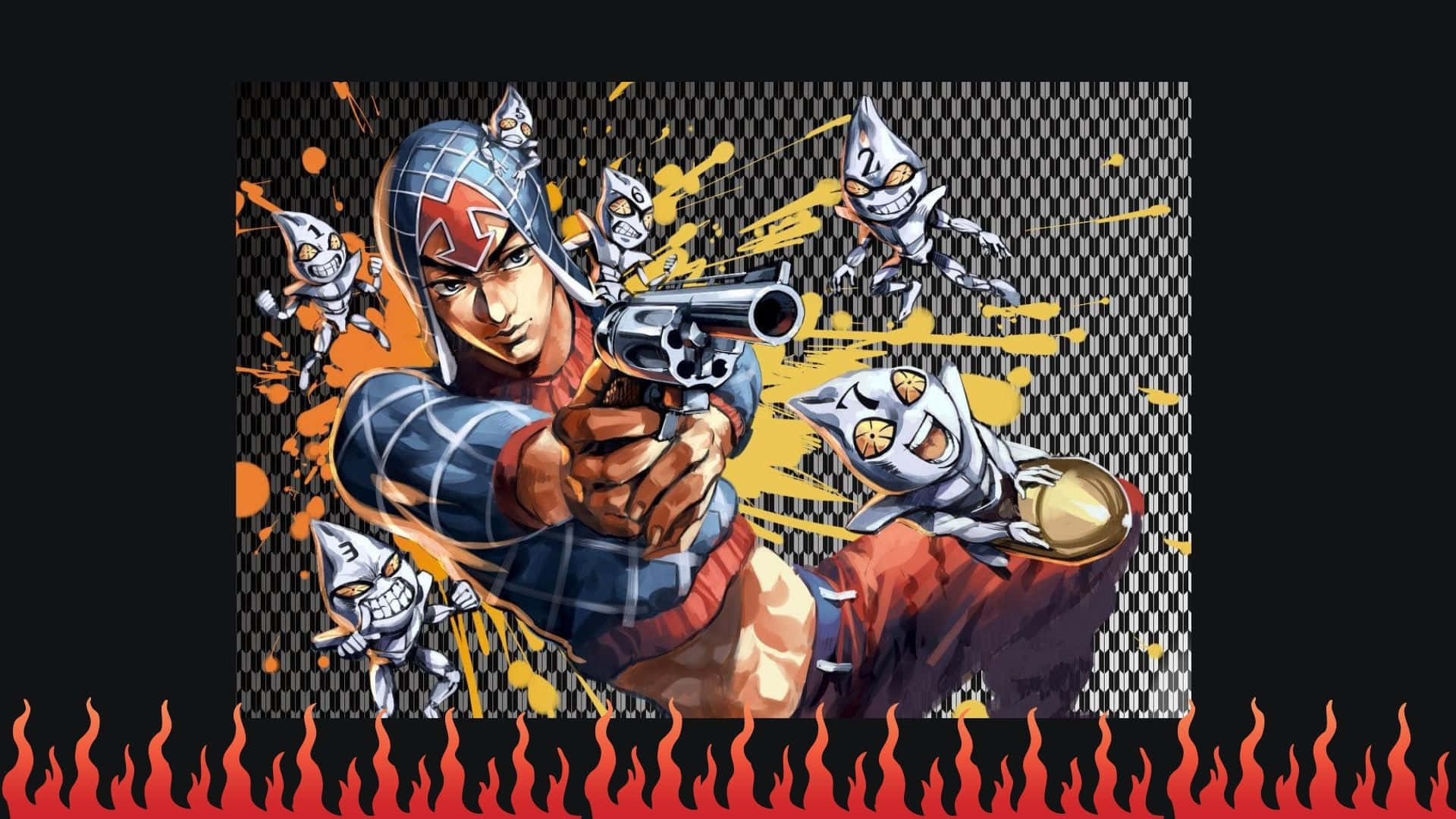 Guido Mista Poses with his Stand "Sex Pistols" Wallpaper