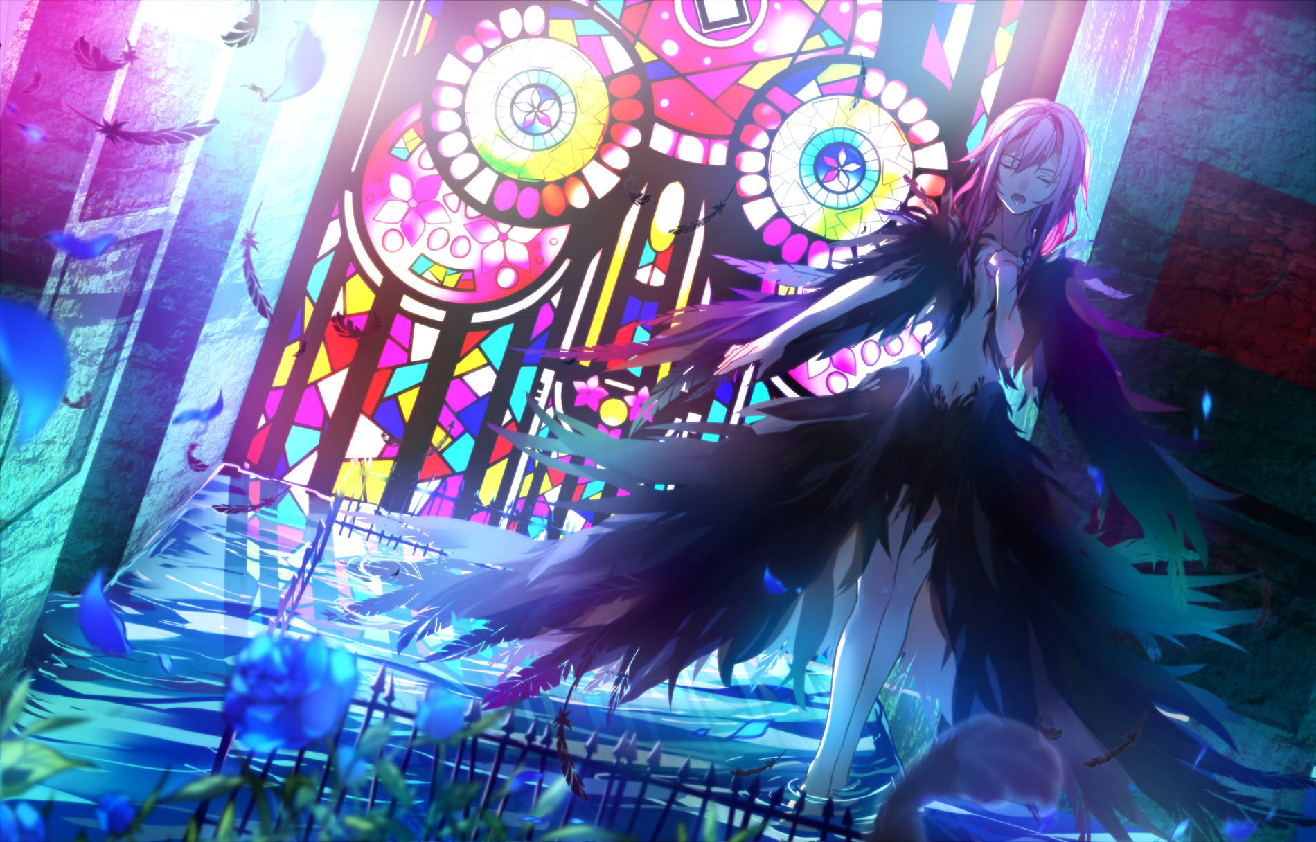Guilty Crown Inori In Feathery Outfit Wallpaper