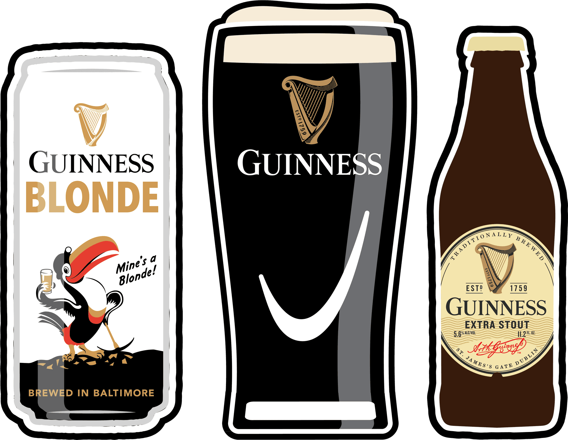 Guinness Beer Variety Illustration PNG