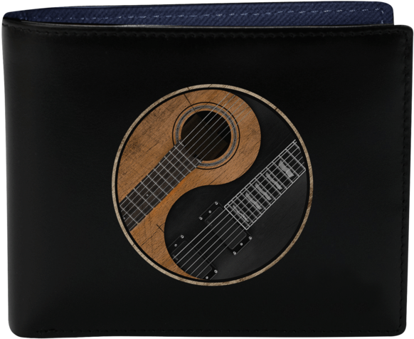 Guitar Embossed Leather Wallet PNG