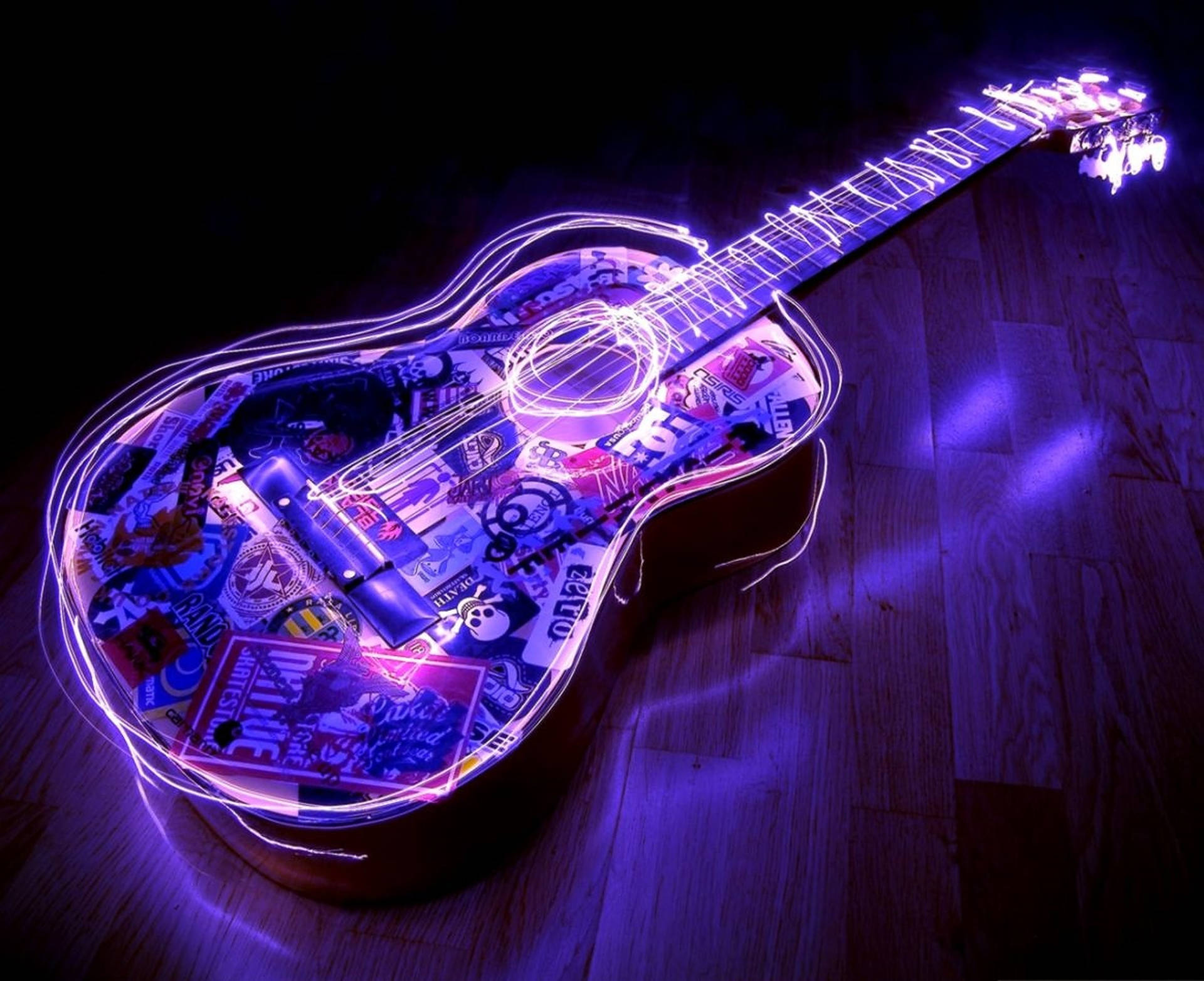Gitar LED-lys Wallpaper