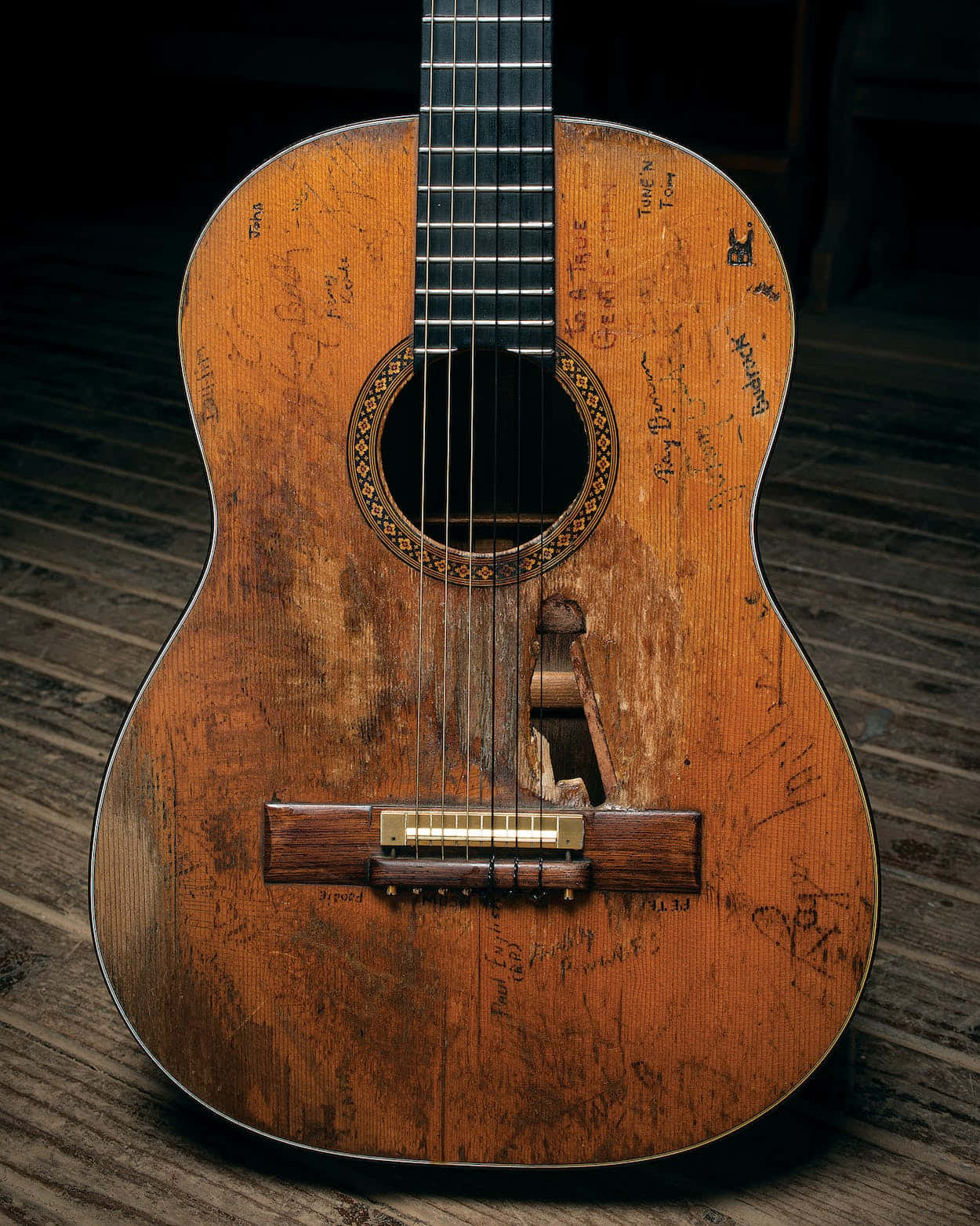 The perfect companion to a musician:  An acoustic guitar.