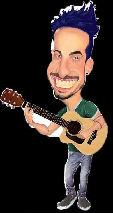 Guitarist Caricature Smile PNG