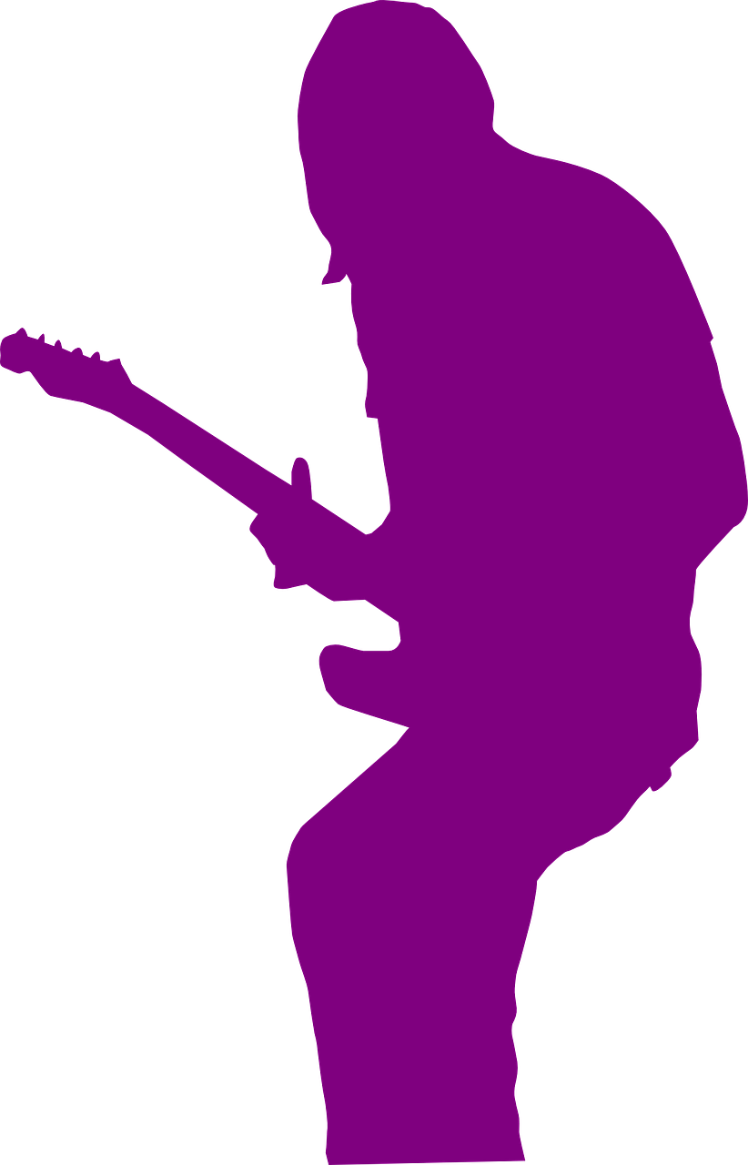 Guitarist Silhouette Purple PNG