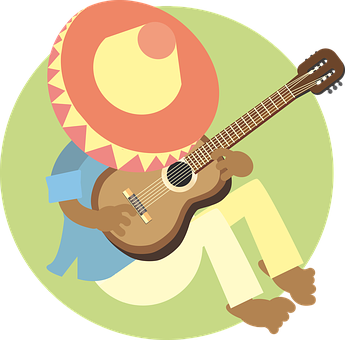 Guitaristin Sombrero Vector PNG