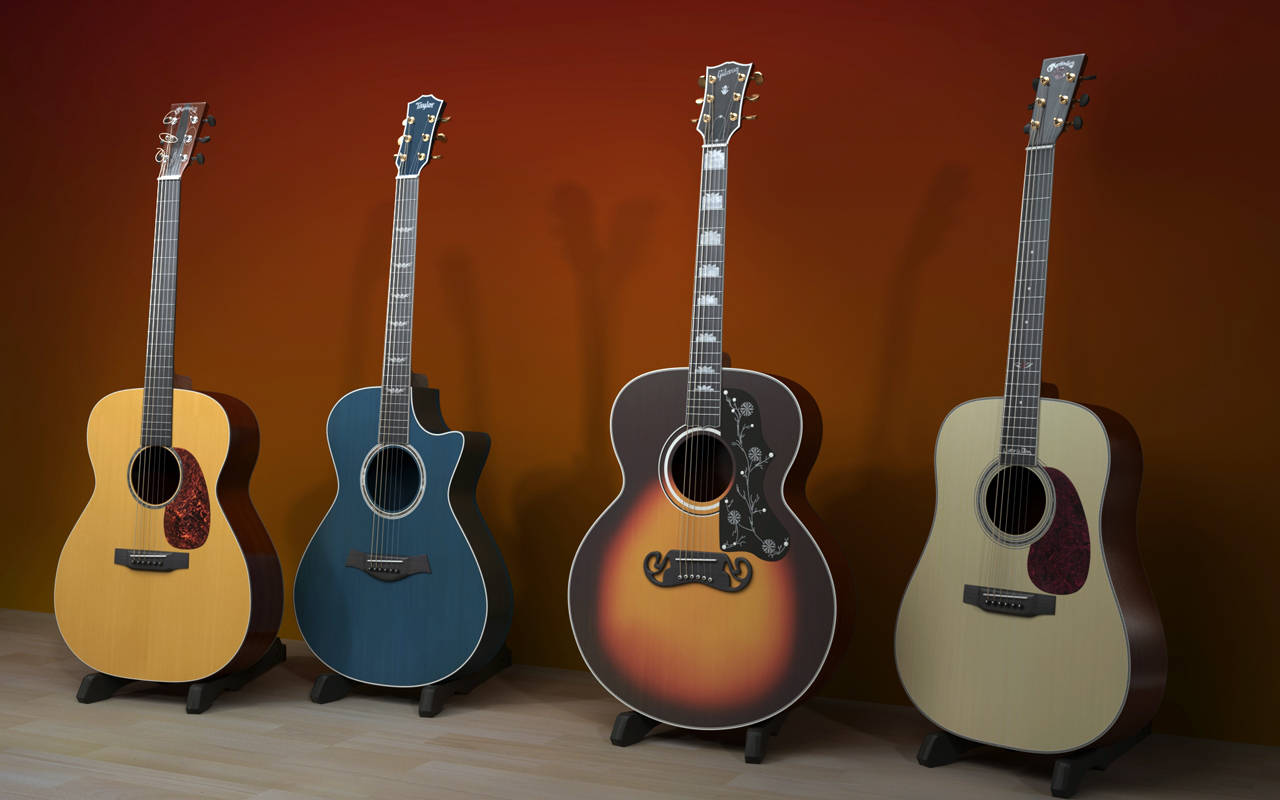 Explore Guitar Styles and Colors Wallpaper