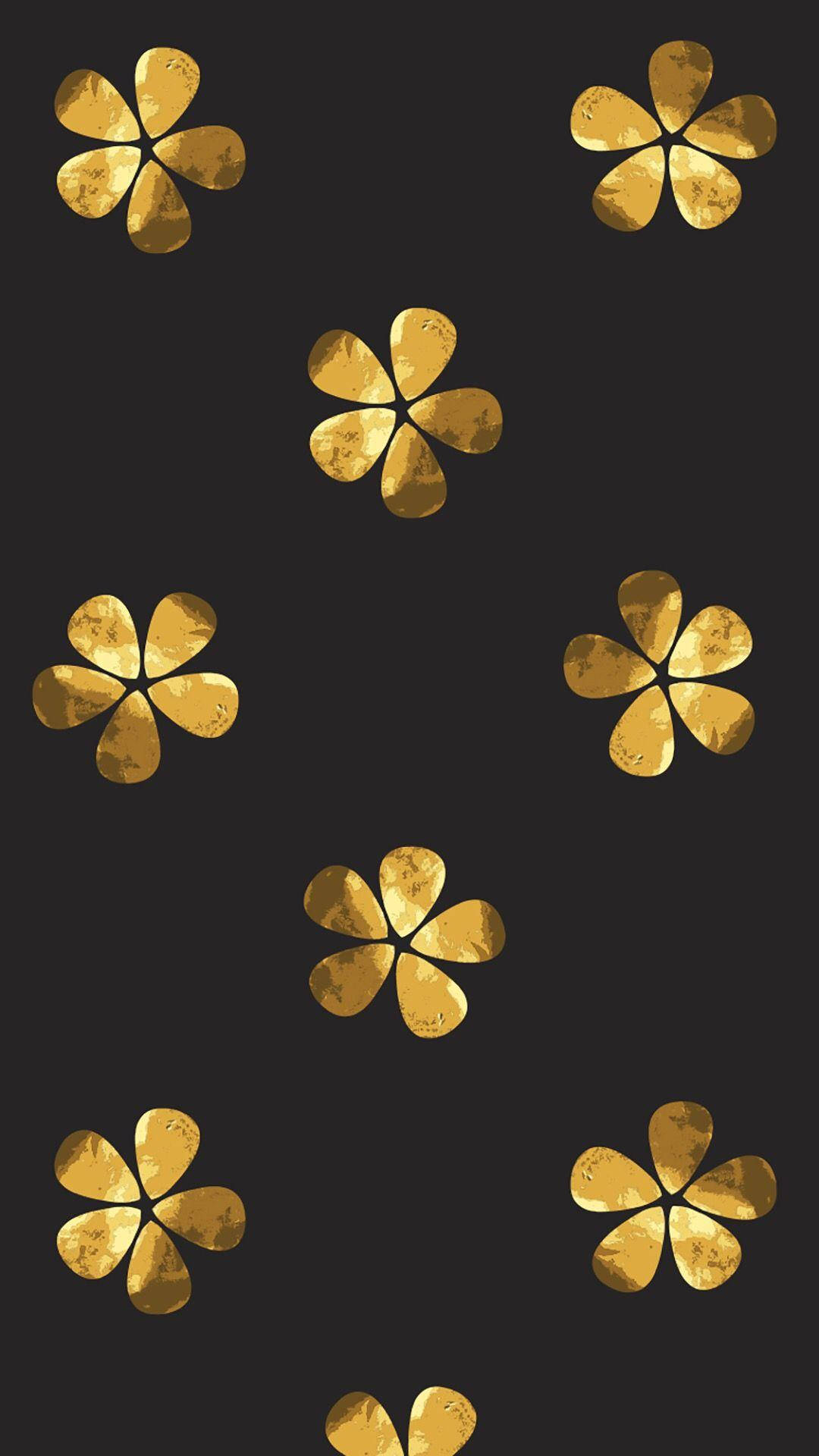 Guld Æstetiske Blomster Wallpaper