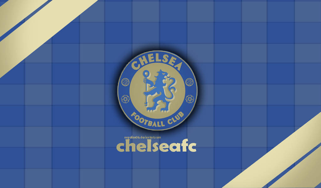 Guld Og Blå Chelsea Fc Crest Wallpaper