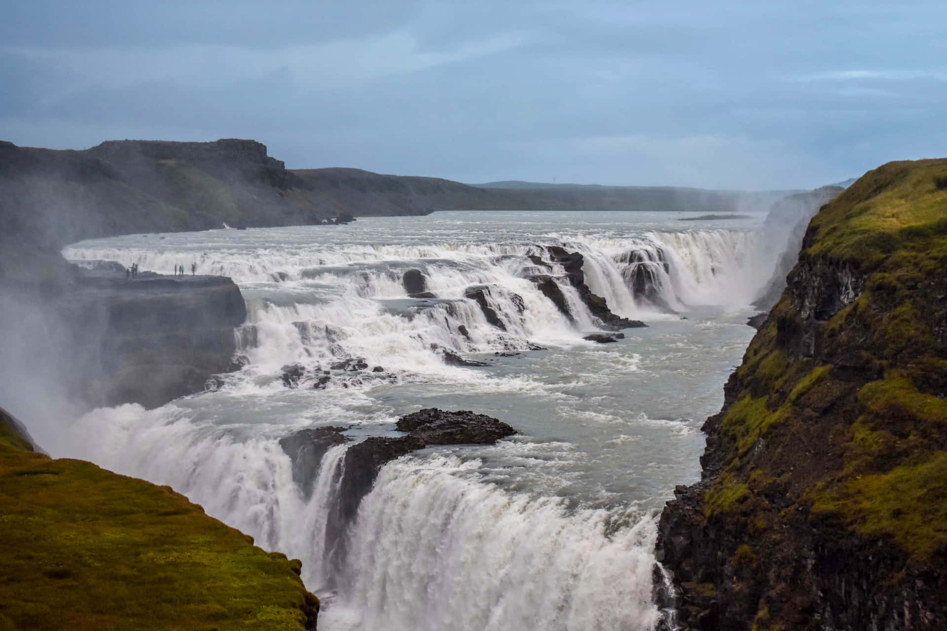 Gullfoss Waterfall In Southwest Iceland Close Up Shot Wallpaper