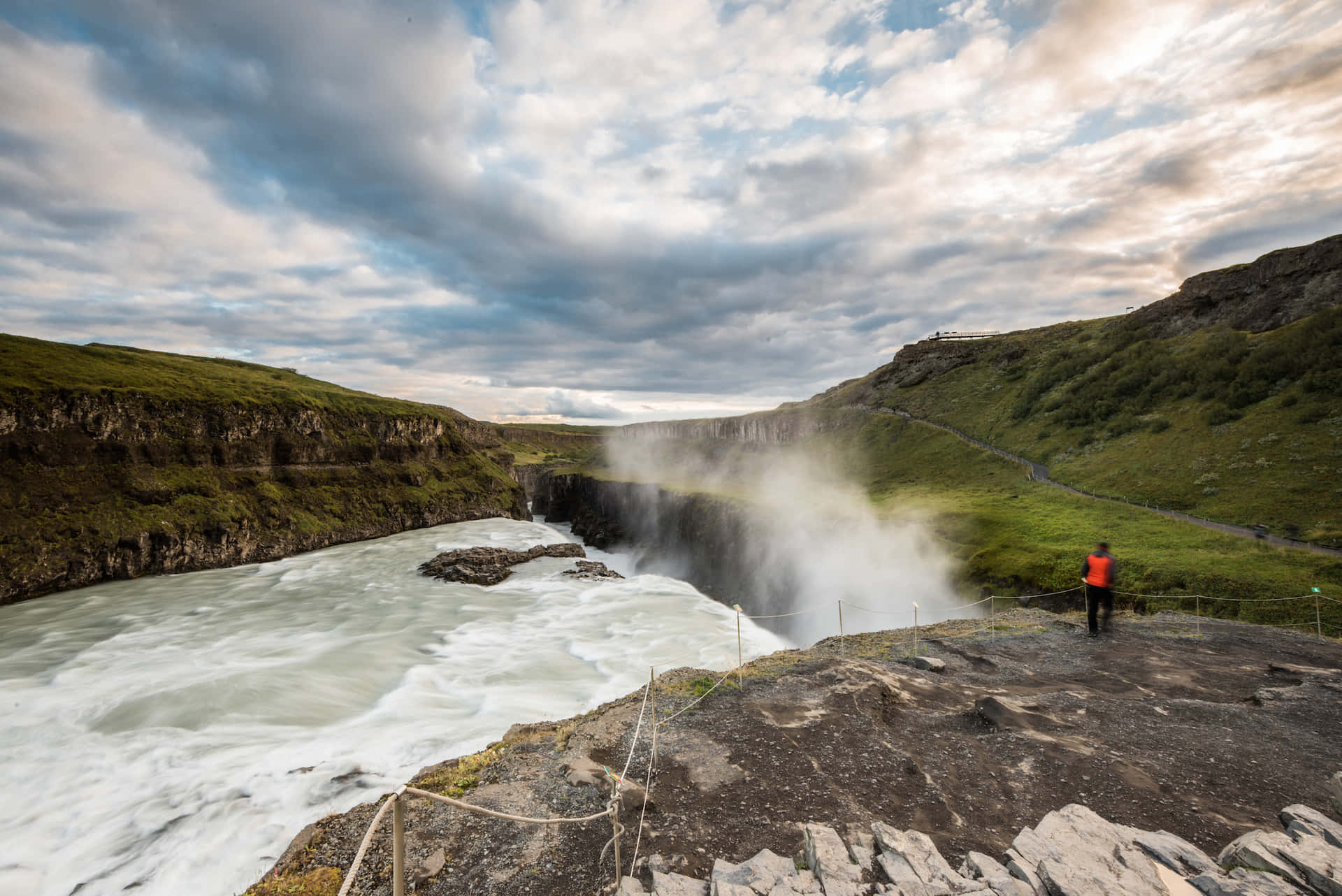 Gullfoss Waterfall In Southwest Iceland Panoramic Shot Wallpaper