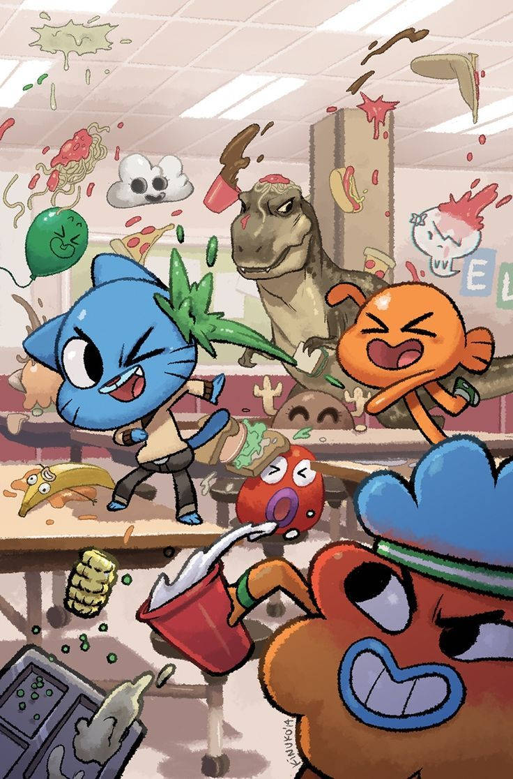 Gumball Food Fight Aesthetic Wallpaper