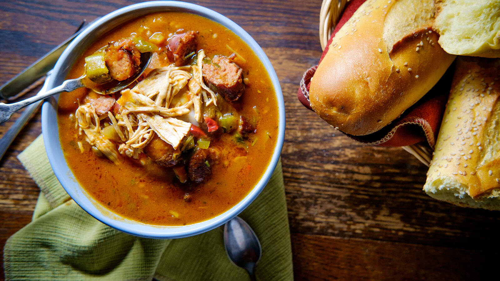Gumbo With Cheese And Bread Wallpaper