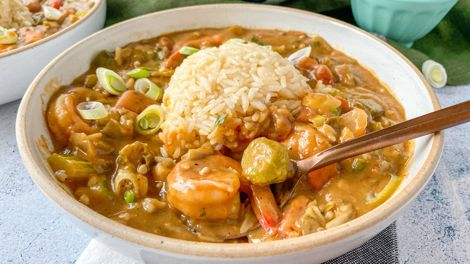 Gumbo With Rice In Huge Bowl Wallpaper