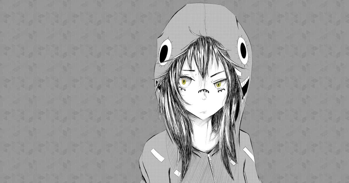 Gumi Megpoid In Black And White Anime Pfp Wallpaper