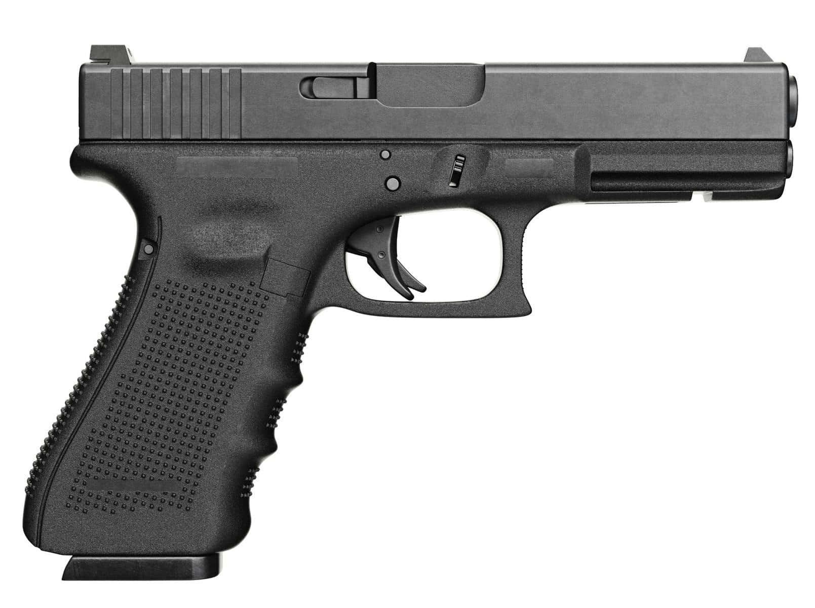 A Black Glock Pistol On A White Background