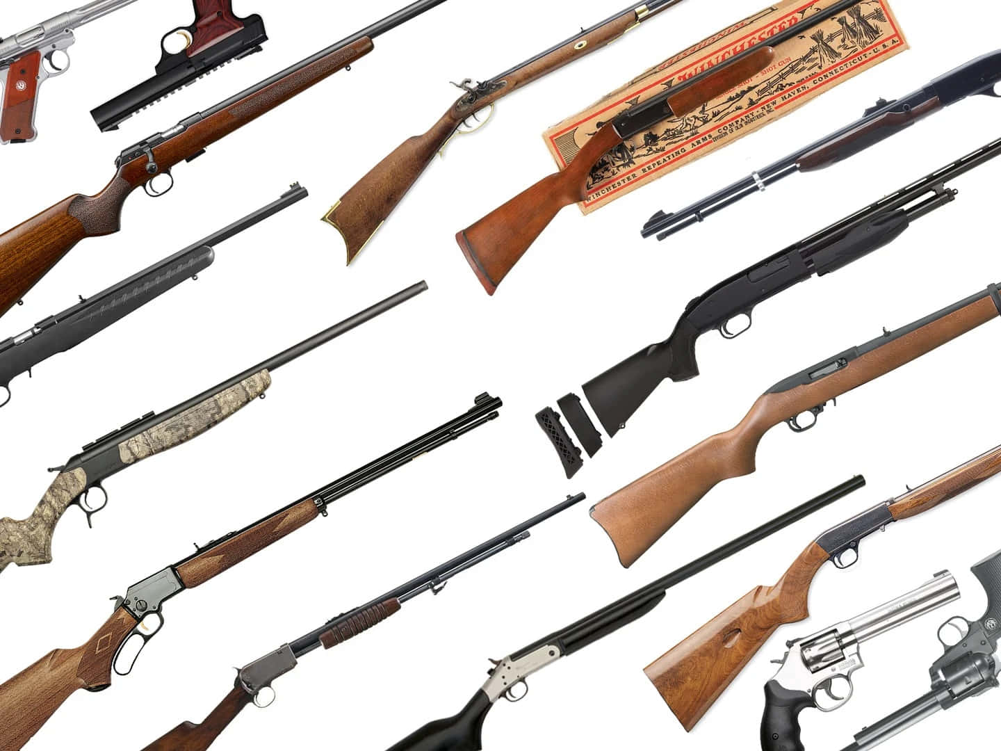 A Group Of Different Types Of Rifles