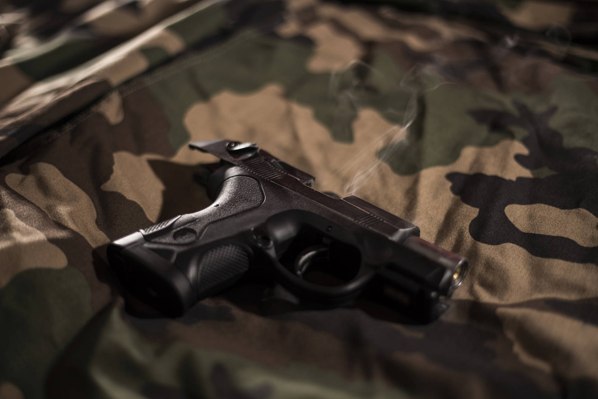 Gun On Camouflage Sheet