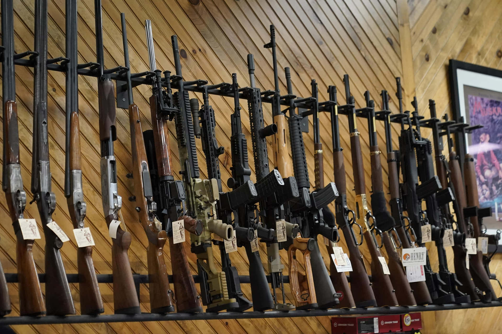 A Gun Store With Many Guns On Display