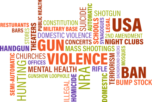 Gun Violence U S A Word Cloud PNG