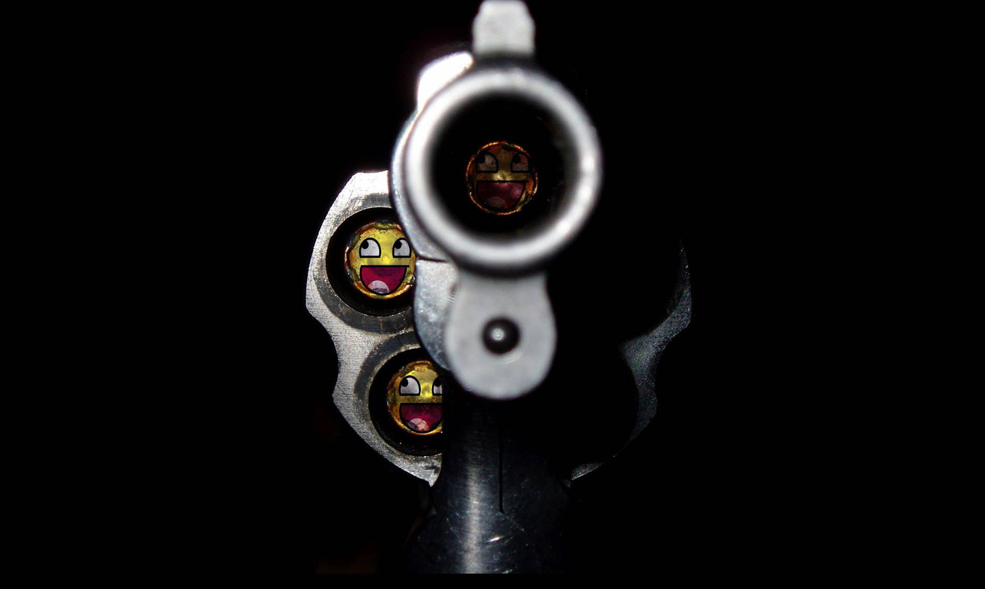 Gun With Epic Smiley Face Bullets Meme Wallpaper
