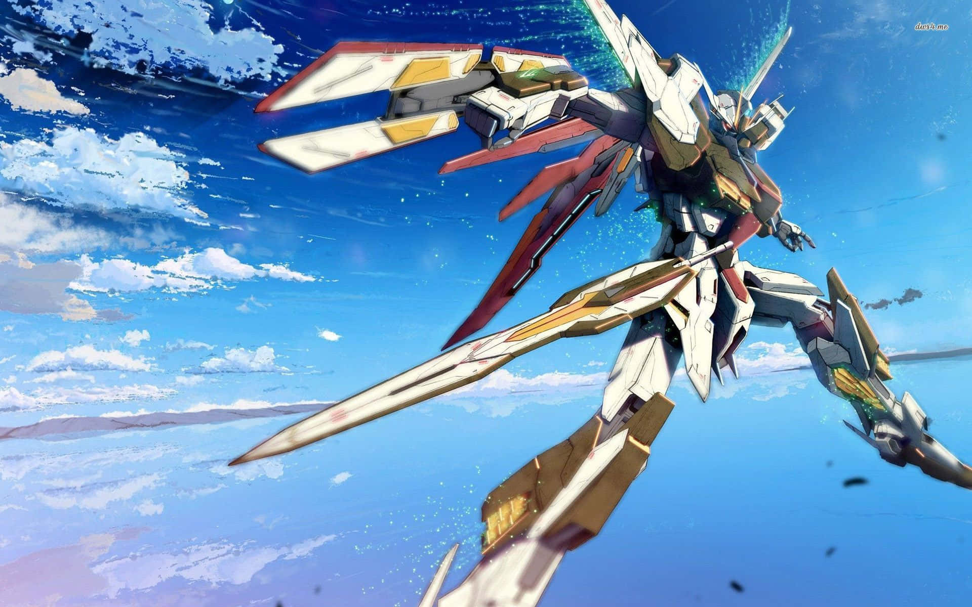 Gelberund Weißer Gundam-desktop Wallpaper