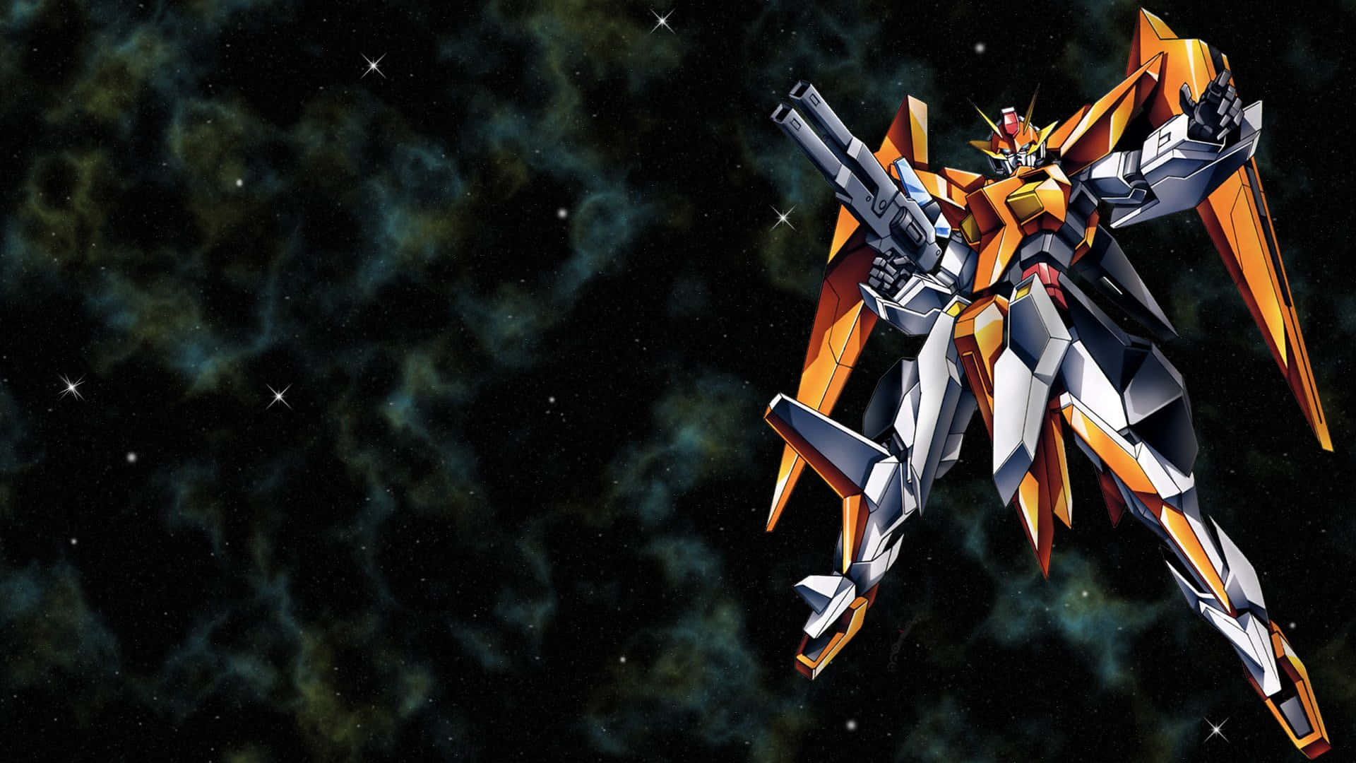 Orange And White Gundam Desktop Wallpaper