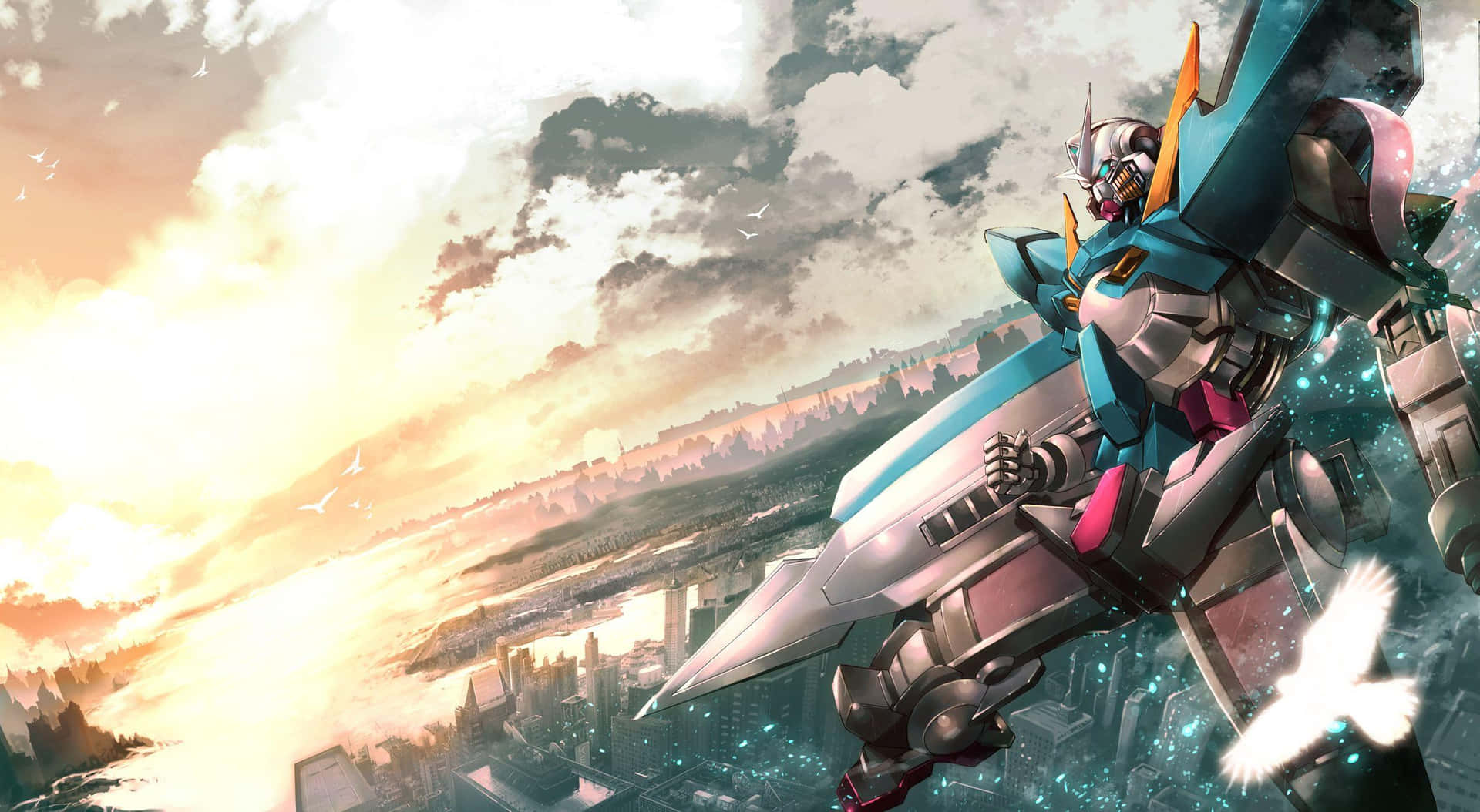 Teal Gundam Desktop Wallpaper