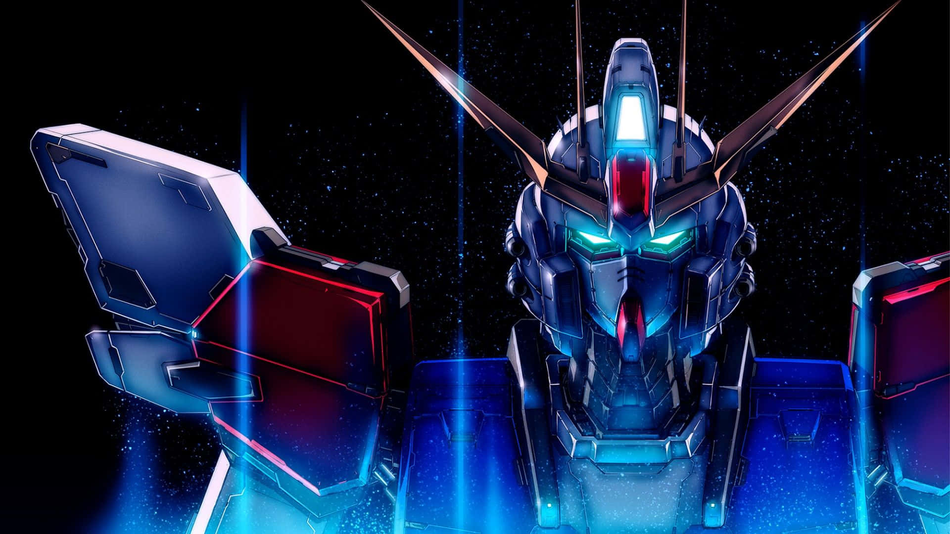 Gundam Mobile Suit Figurer Docket på Skrivebordsbaggrundsbillede Wallpaper