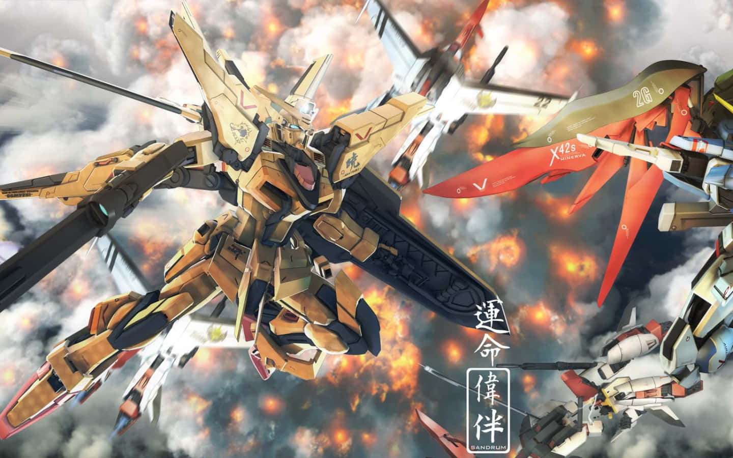 Gördig Redo För Gundam-strider Med Denna Anpassade Gundam-skrivbordsbakgrund. Wallpaper