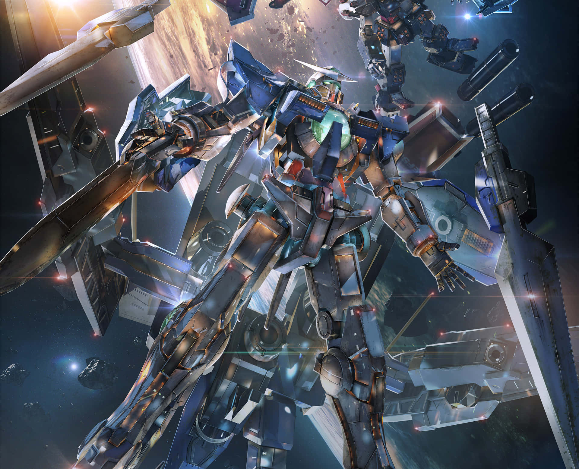 Enkraftfull Robotisk Gundam Som Reser Sig Över Tokyo