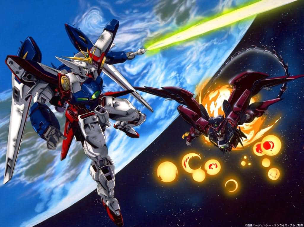 5 Gundam-piloter kæmper sammen for at sikre fred i universet. Wallpaper