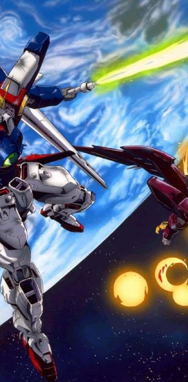 Epic Slagtninger mellem Mobil Suits i Action - Gundam Wing Wallpaper