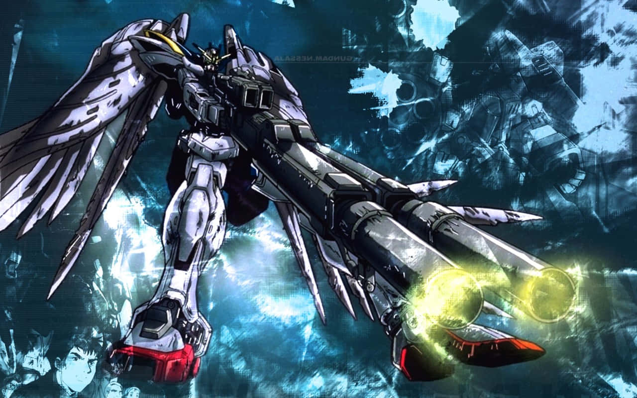 A futuristic battle in space - symbolising the struggles in the  "Gundam Wing" universe Wallpaper