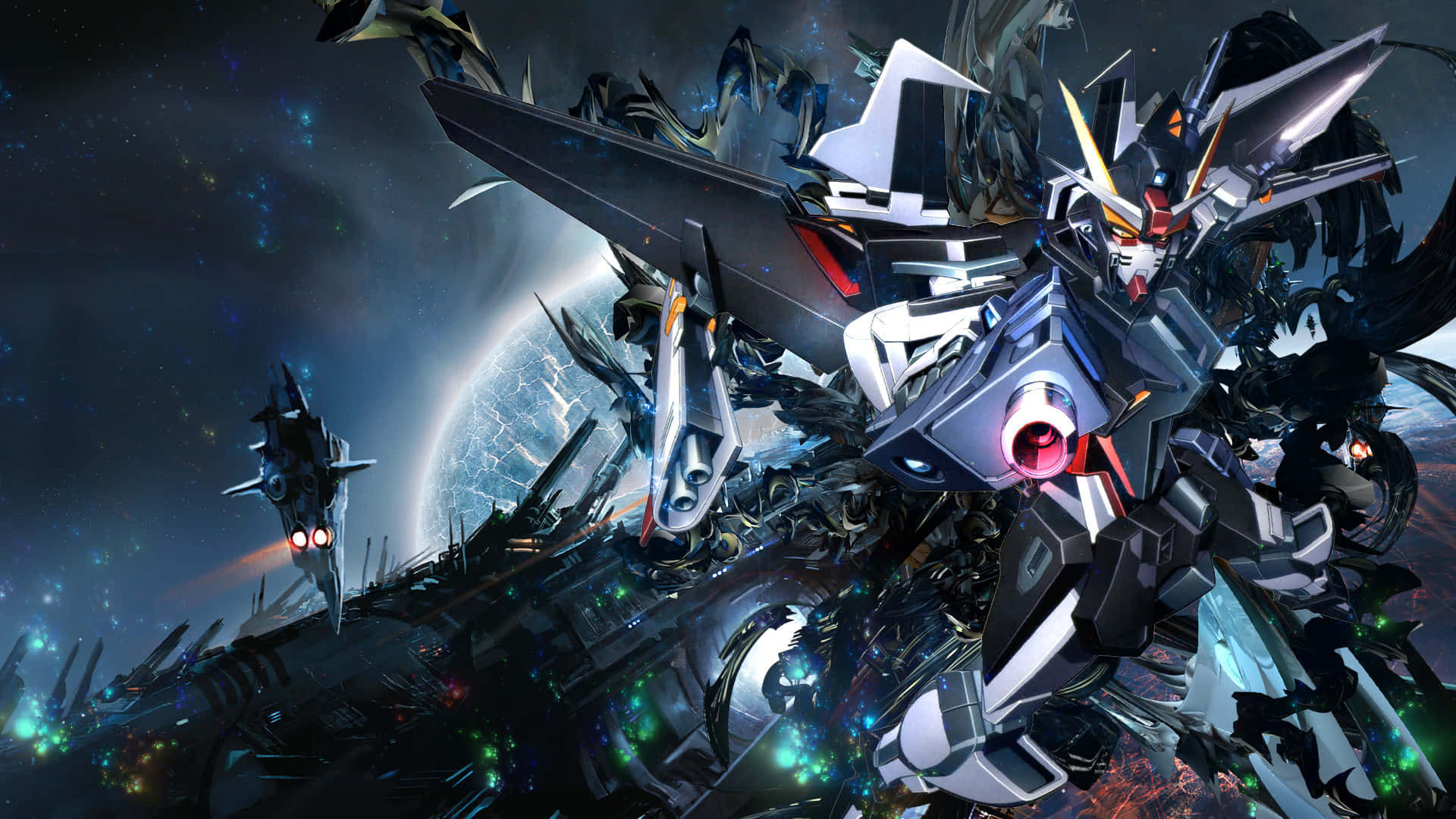 Relive the passion of Gundam Wing with this striking image Wallpaper