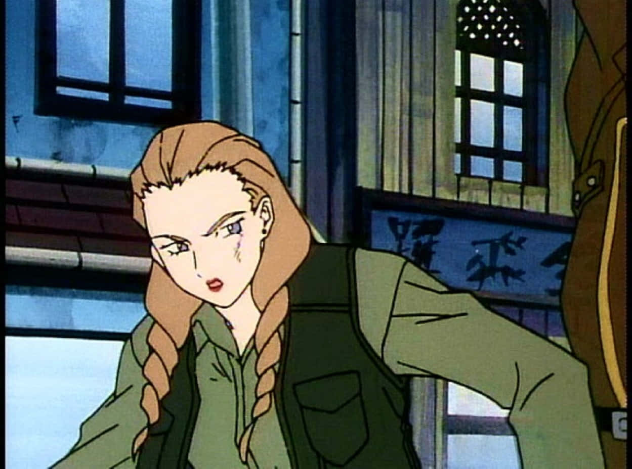 Sally Po from Gundam Wing in an intense battle scene Wallpaper