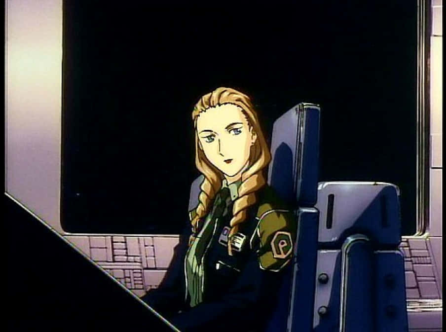 Caption: Gundam Wing character Sally Po in action Wallpaper