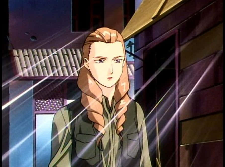Eager Sally Po in her element during a pivotal scene in Gundam Wing Wallpaper