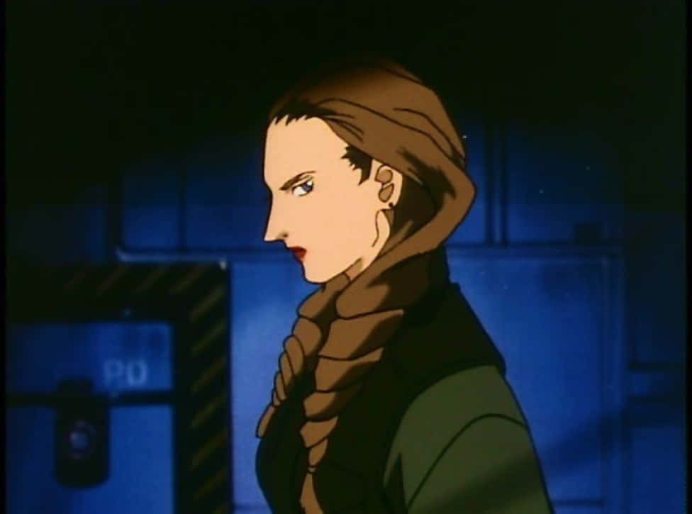 Sally Po standing confidently in her military uniform in a scene from Gundam Wing Wallpaper