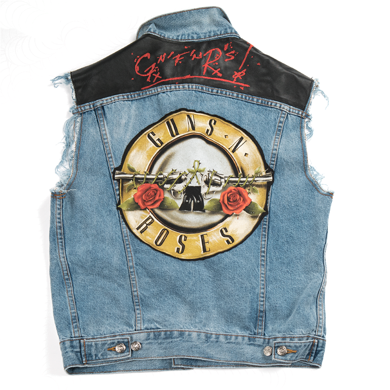 Guns N Roses Denim Vest Graphic PNG