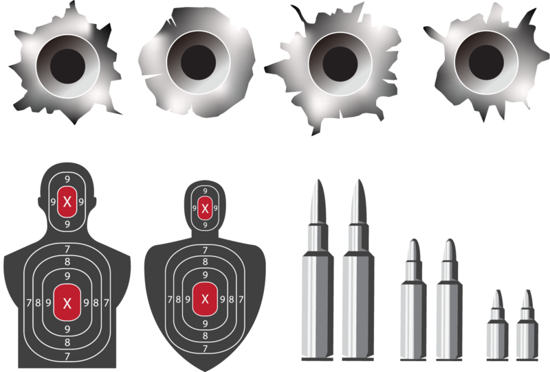 Gunshot Damageand Ballistics Vector Illustration PNG