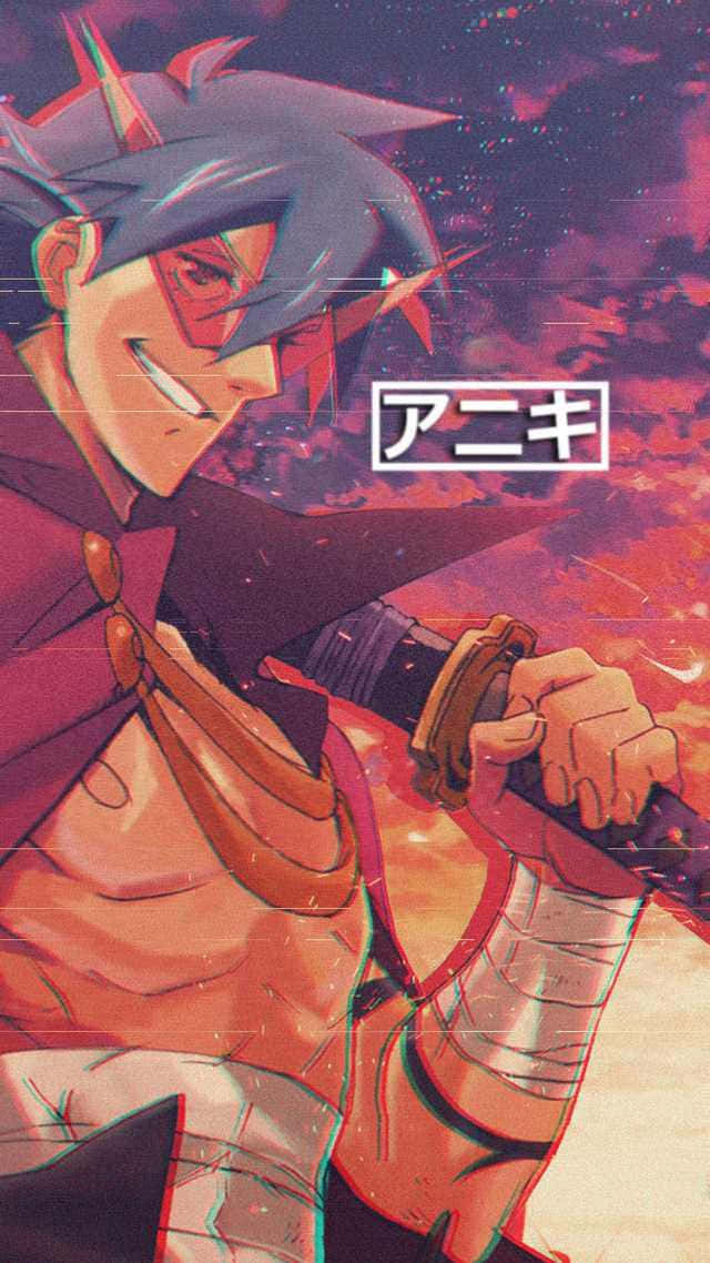 Kamina from Gurren Lagann posing heroically with his sword and sunglasses Wallpaper