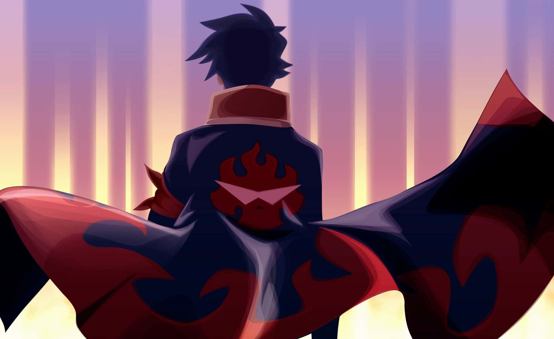 Simon stands confidently in his iconic Gurren Lagann outfit, determination shining in his eyes. Wallpaper