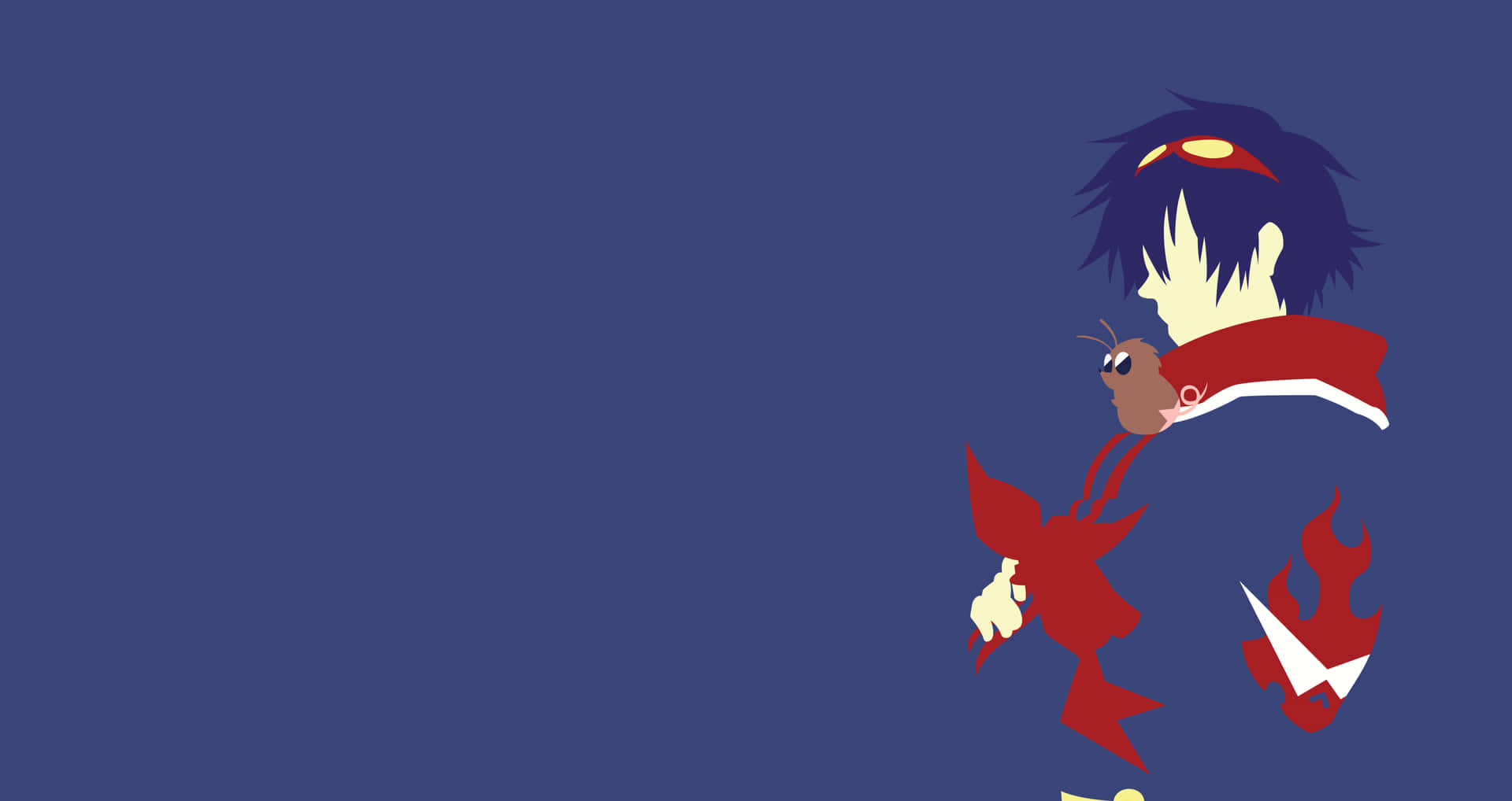 Simon stands tall in his signature outfit surrounded by an epic spiral of power in the world of Gurren Lagann. Wallpaper
