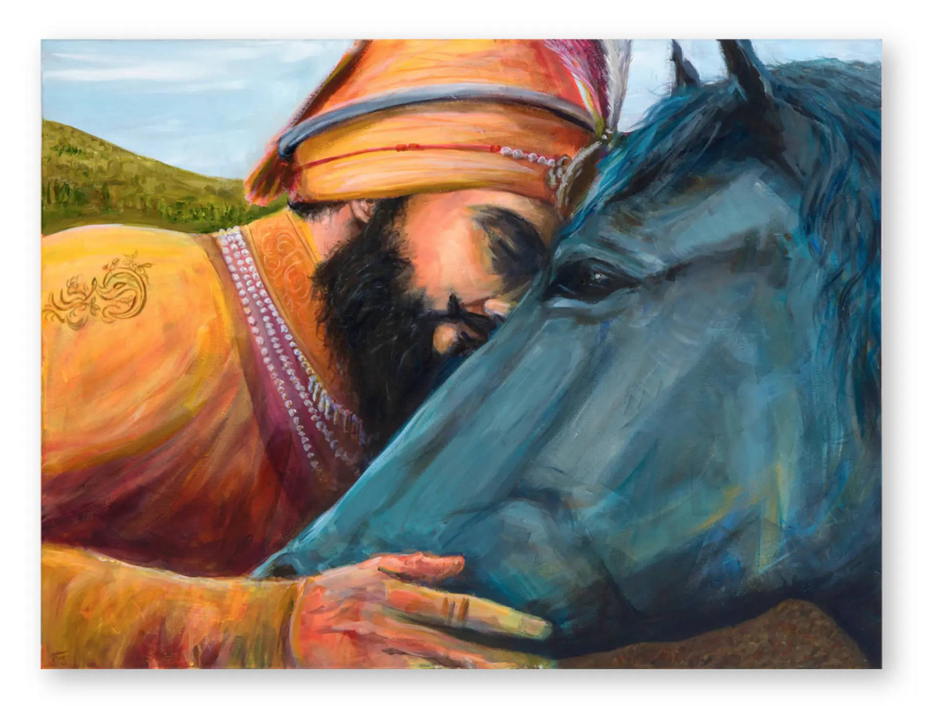 Guru Gobind Singh Ji Caressing Horse Wallpaper
