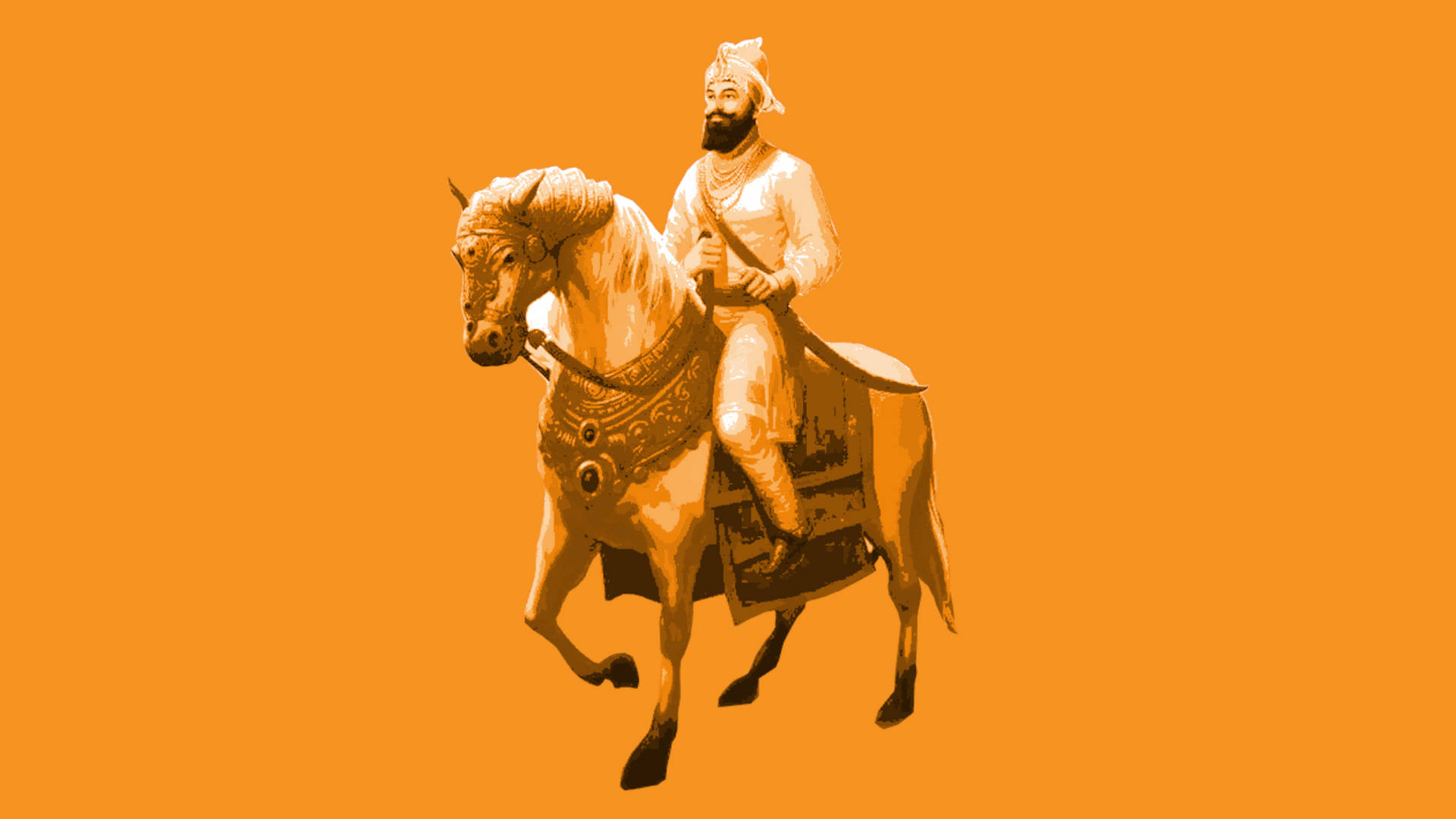 Guru Gobind Singh Ji Orange Background Wallpaper