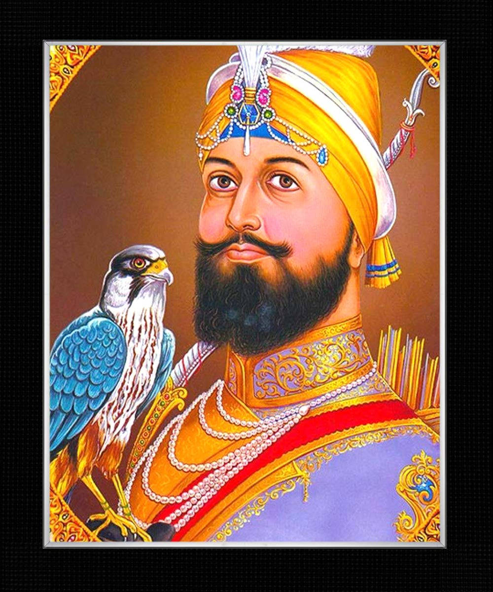 Retratode Guru Gobind Singh Ji Com Falcão. Papel de Parede
