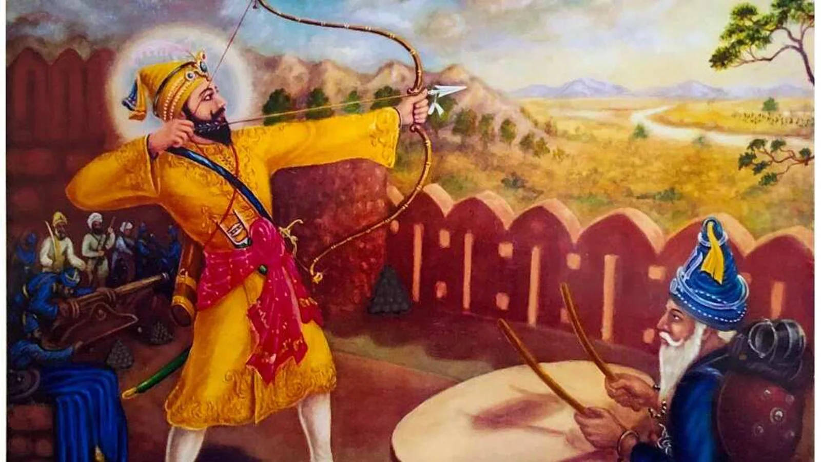 Gurugobind Singh Ji Schießt Einen Pfeil. Wallpaper